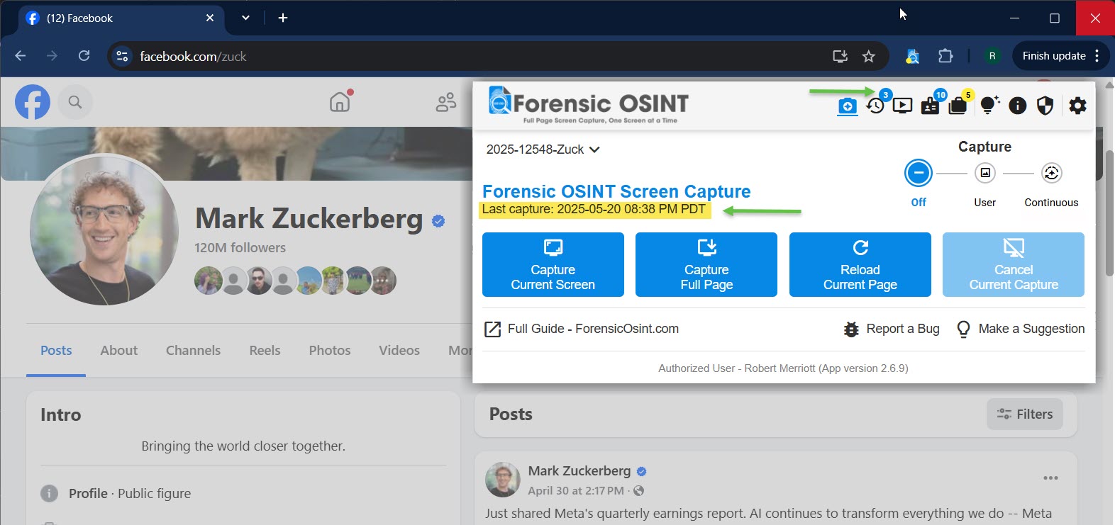 Click to view larger image Forensic OSINT Capture History