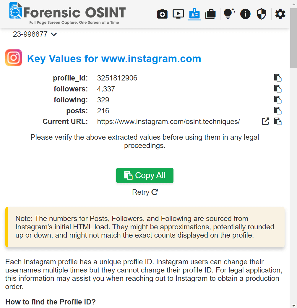 Extracted Values from Web Pages