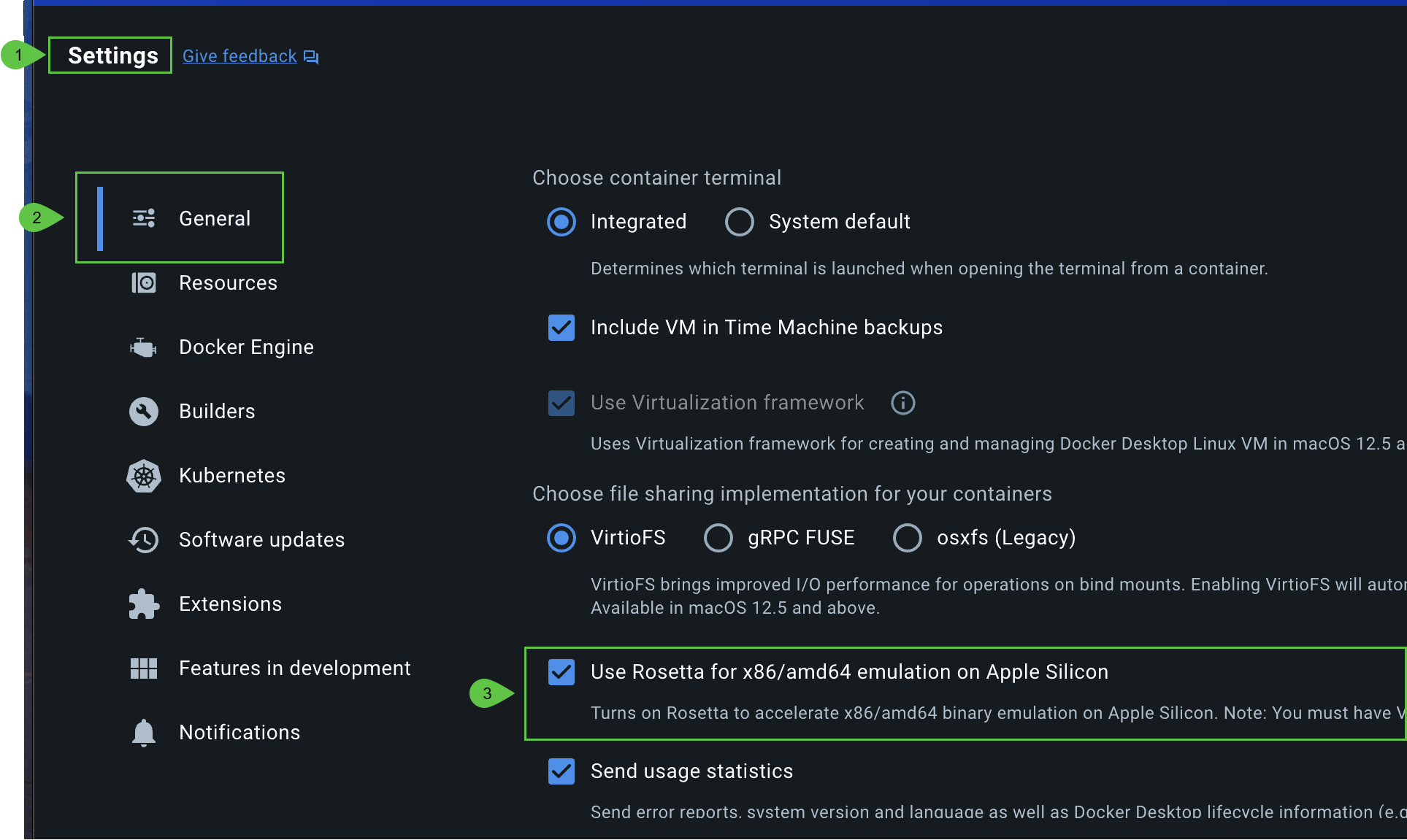 Docker Rosetta Setting for Apple Silicon