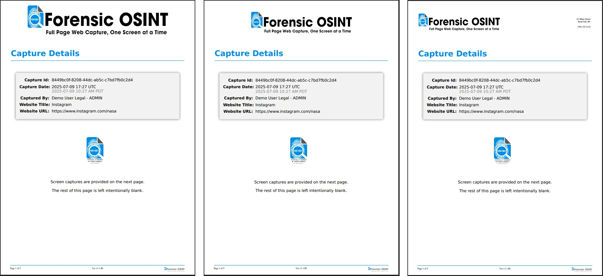 Click to view larger image PDF page comparison with three different banner styles