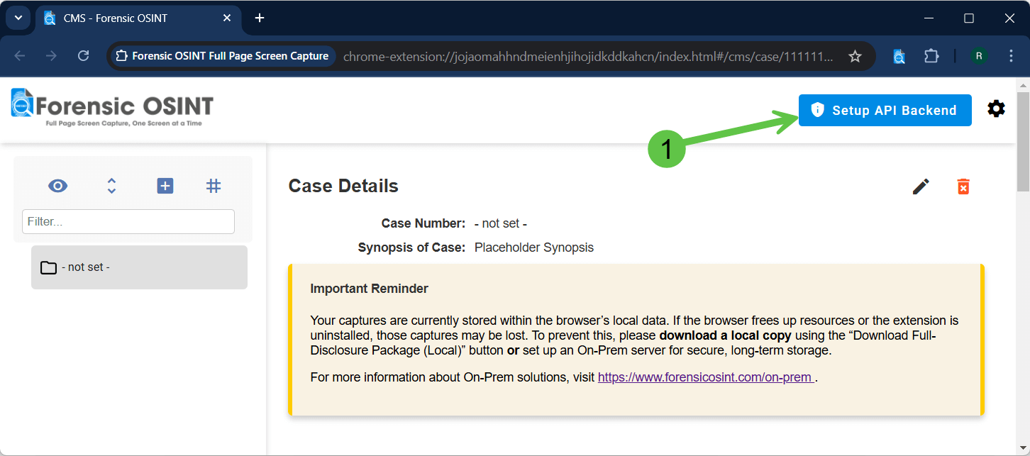 Click to view larger image Setup API Backend in Forensic OSINT
