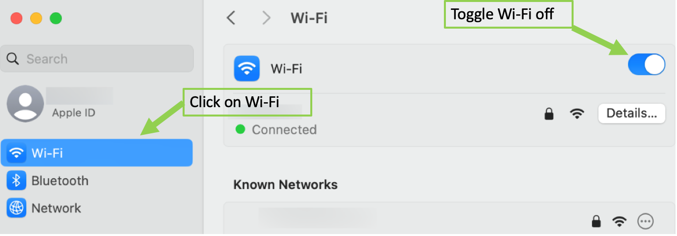 Toggle Wi-Fi off