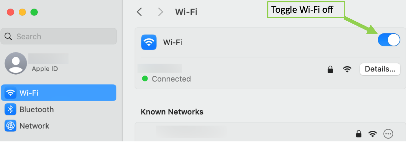Wi-Fi in the sidebar